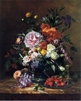 Floral, beautiful classical still life of flowers.114
